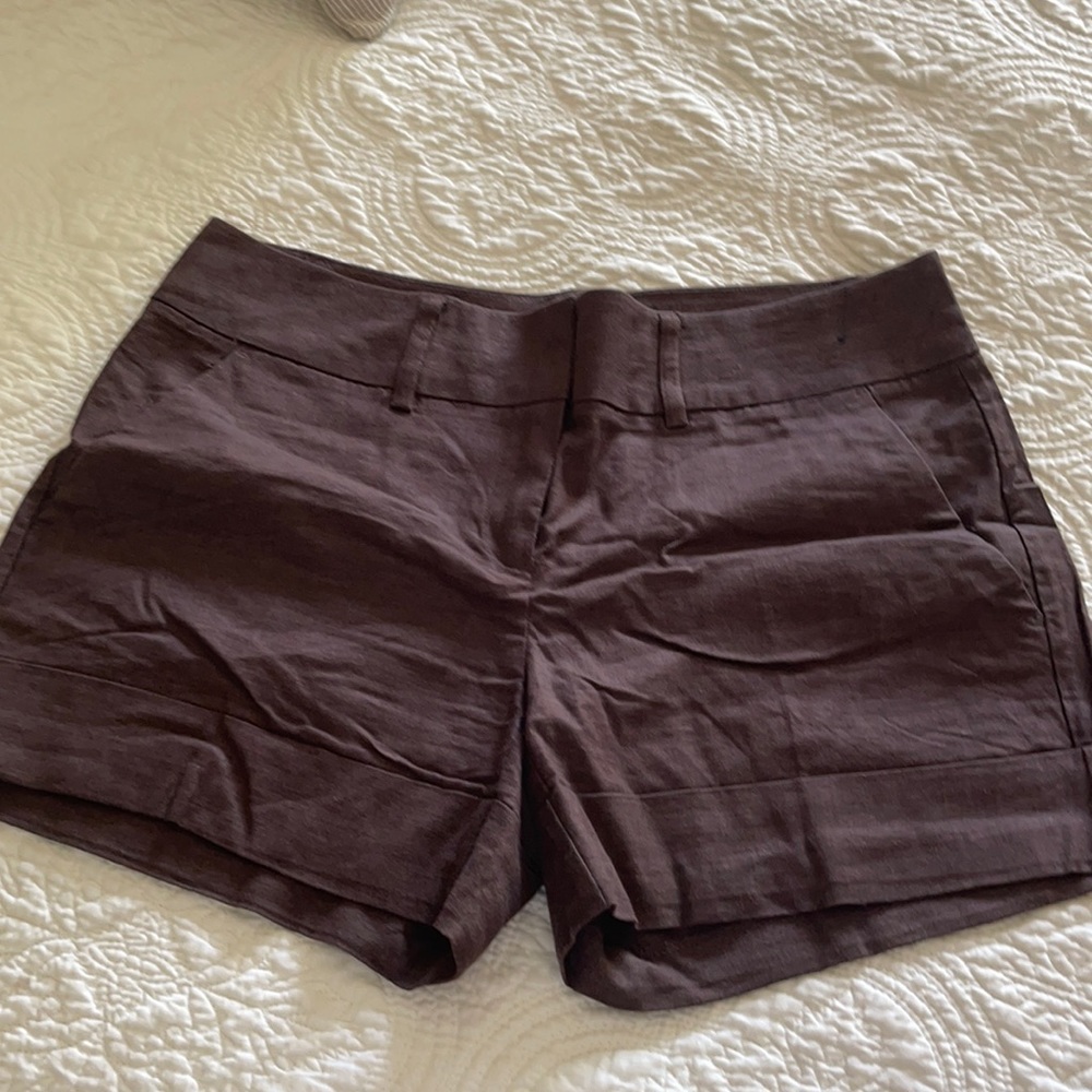 New York & company brown linen shorts